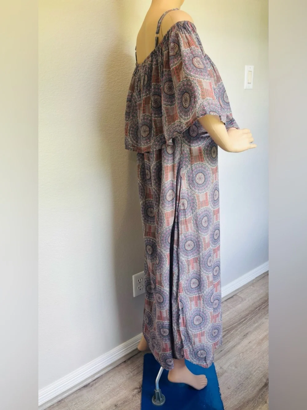 Cost Plus World Market Off-Shoulder Maxi Dress multicolor NWOT - Picture 4 of 14